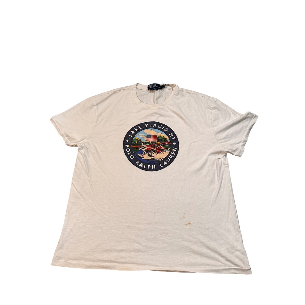 Polo Ralph Lauren Lake Placid NY Seaplane Graphic T-Shirt Mens Large White